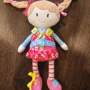 Snuggle Stuffs Sugar Snap Plush Learn to Dress Hot Pink 15" Doll for Toddlers